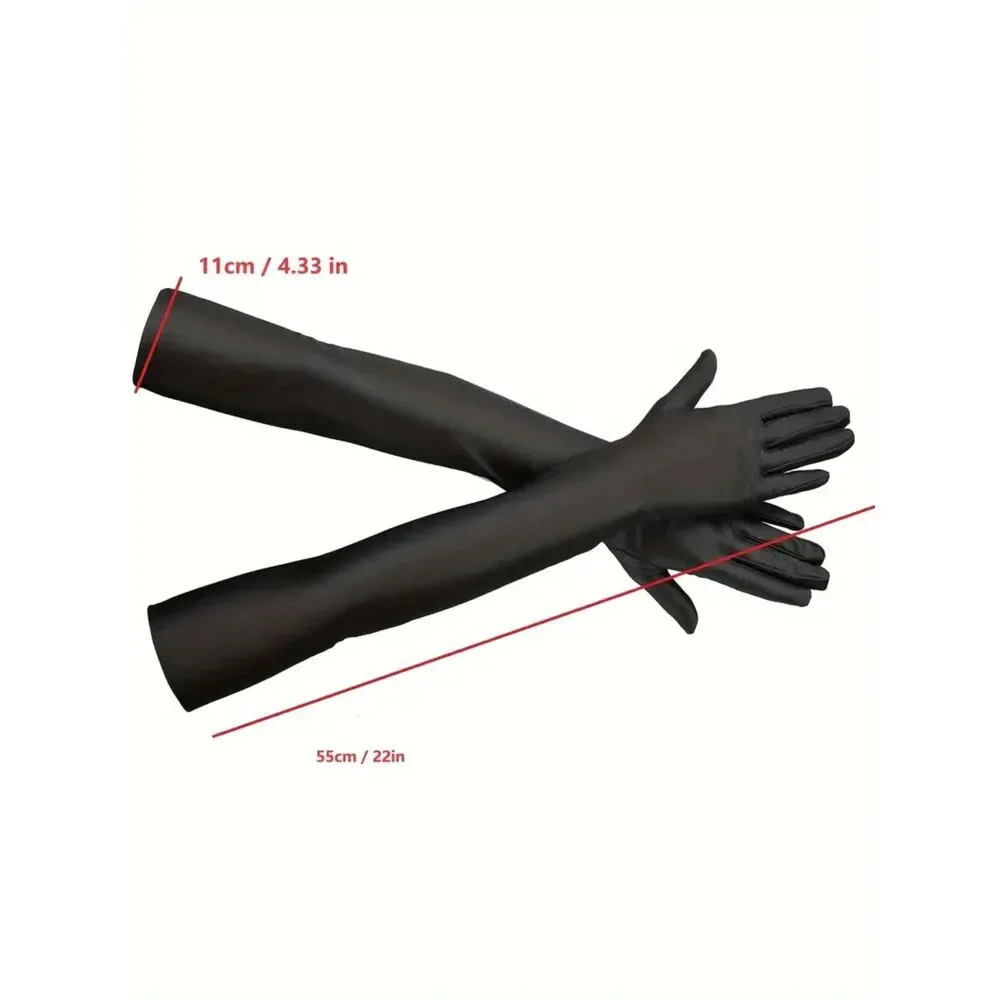 Elegant Long Tulle Mesh Gloves Stretchy, Breathable & Quick-Dry Green